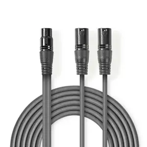 Аудиокабель Nedis COTH15020GY15 1.5 м 2 x XLR 3-pin Серый
