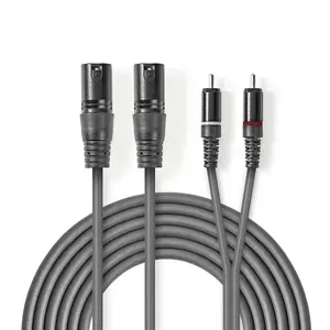 Audio Cable Nedis COTH15210GY15 1.5m 2xXLR 2xRCA Grey
