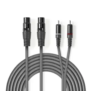 Аудиокабель Nedis COTH15230GY15 1.5м 2 x XLR 2 x RCA Серый