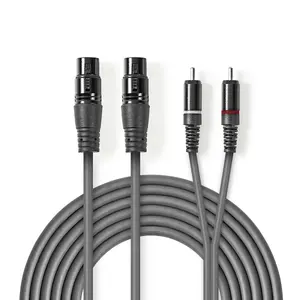 Audio Cable Nedis COTH15230GY30 3m 2x XLR 2x RCA Grey