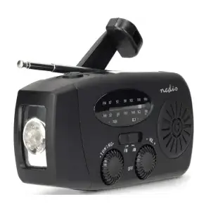Emergency Radio Nedis RDFMCR2000BK — AM/FM hand-crank emergency radio with rechargeable battery
