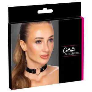 Чокер cottelli collection 24506231001, 4 см шириной, чёрный матовый с пришитым металлическим сердцем, регулировка 31–42 см