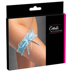 Регулируемая кружевная подвязка на бедро cottelli collection 24613741101, светло-голубая, 5,5 см, эластичное кружево (90% полиамид, 10% спандекс)