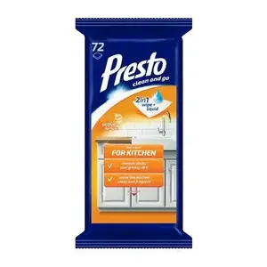 Салфетки для уборки Presto Clean 72 шт. для кухонных поверхностей, одноразовые готовые к использованию