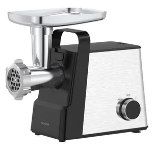 Meat grinder SENCOR SMG7400SS — stainless steel body, 700 W rated / 2100 W max, 2.5 kg/min, 3 discs (3/5/8 mm), slicing and grating attachments