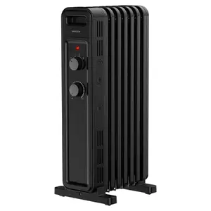 Oil-filled radiator SENCOR SOH3507BK black, 7 flat fins, 350 W (effective area 6–12 m²), 3 power levels
