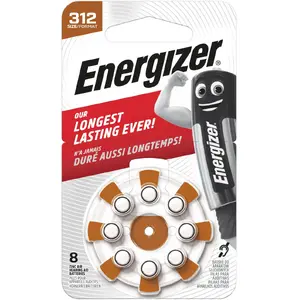 Hearing aid battery Energizer AZ312DP8 Zinc Air 1.4V — pack of 8