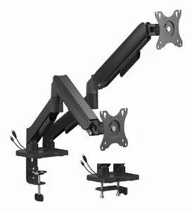 Monitor mount stand Gembird MA-DA2U-01 for 2 displays up to 81.3 cm (32"), VESA 75x75–100x100, max load 18 kg, desk clamp/grommet, black