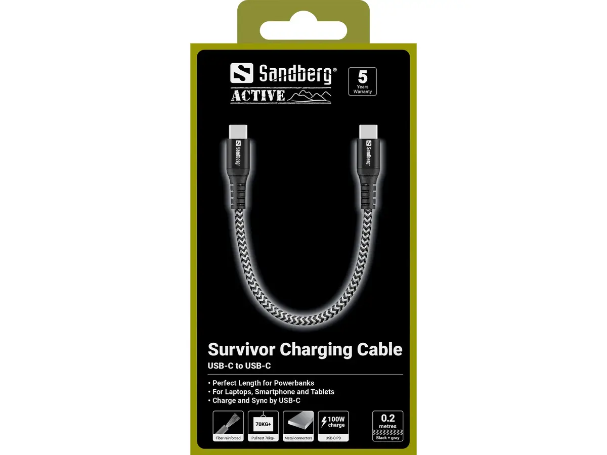 USB-C Кабель Sandberg Survivor 0.2M 100W Photo 3