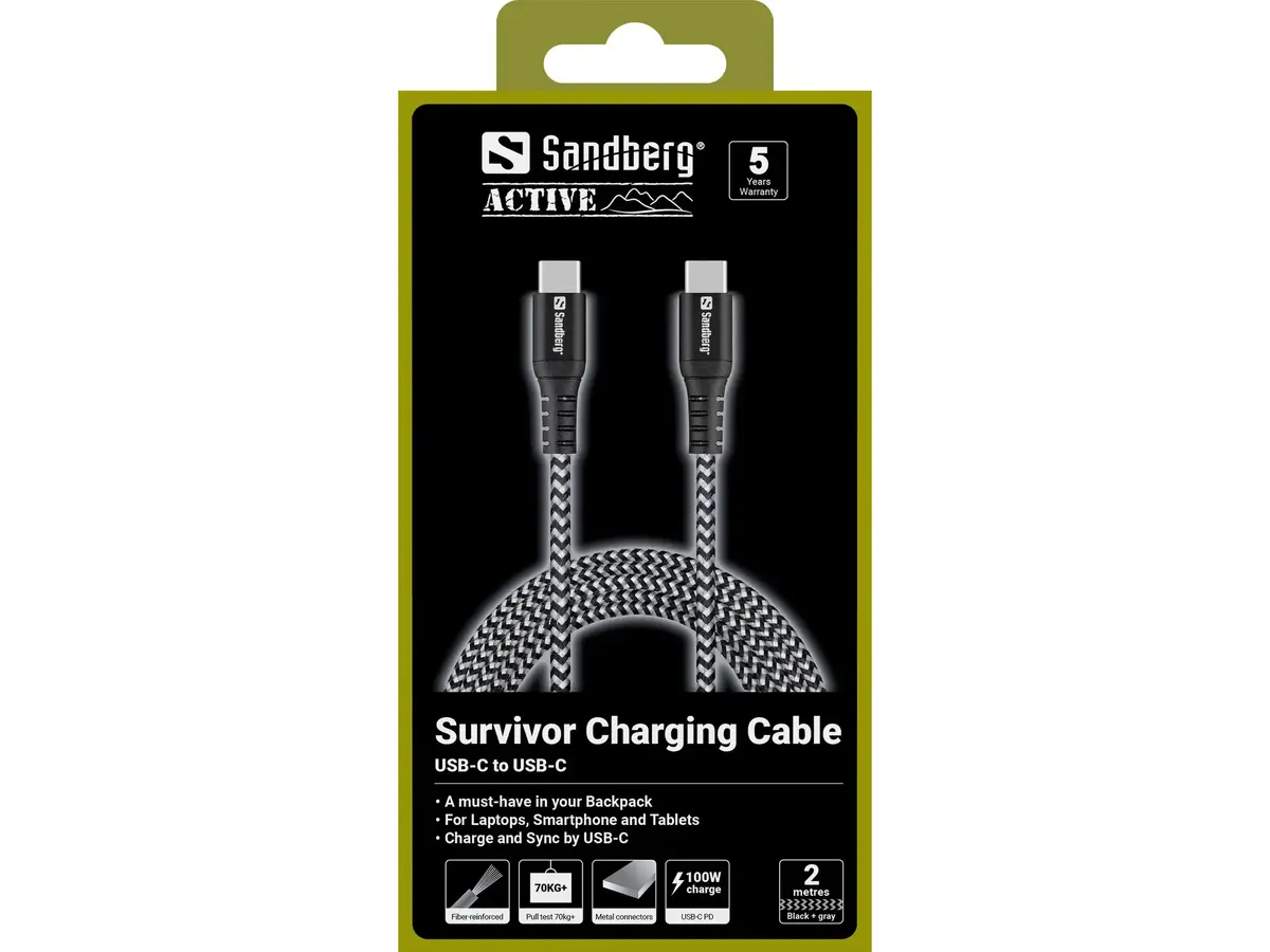 USB-C Kabeļa Sandberg Survivor 2M 100W Photo 2