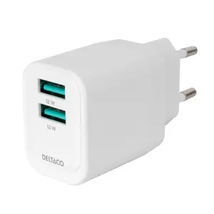Indoor Charger Deltaco USB-AC200 White Mobile Device Charger