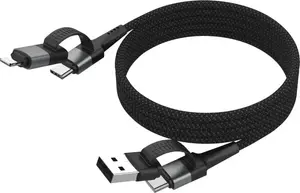 Ansmann 1700-0188 USB kabelis 1.2 m USB A/USB C uz USB C/Lightning 60 W melns un sudraba