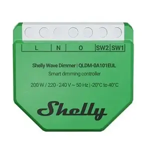 Сетевой диммер Shelly Wave Dimmer EU LR — 2 канала, без нуля, 220–240В, LED до 150 Вт, лампы накаливания до 200 Вт, 864–868,4 МГц