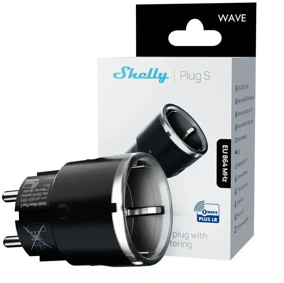 Shelly Wave Plug S Z-Wave 800 умная розетка (Black) Photo 4