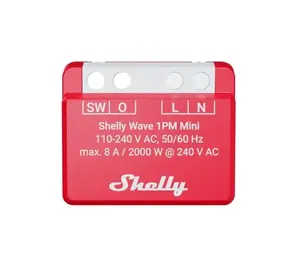 In-wall smart relay Shelly 1PM — single-channel Z-Wave mini switch, 110–240V, 8A, 2000W, 868.4 MHz