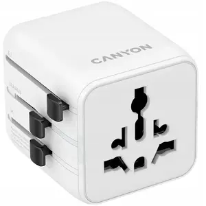 Переходник для путешествий CANYON OnTour One EU UK US AUS белый (CNS-TA1005W) - универсальный конвертер вилок EU/UK/US/AUS