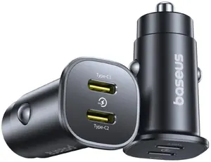Car charger Baseus GoTrip 2 x USB-C 30W Black – dual USB-C 30W ports for in-car device charging