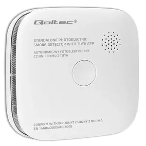 Smoke detector QOLTEC 52579 Tuya WiFi LED battery-operated — Wi‑Fi, Tuya app compatible, LED indicator, battery power