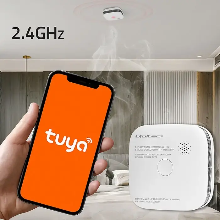 Smoke detector QOLTEC 52579 Tuya WiFi LED Photo 2