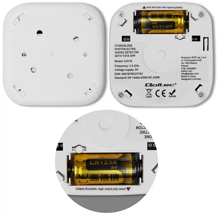 Smoke detector QOLTEC 52579 Tuya WiFi LED Photo 5