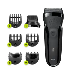 Роторная электробритва с триммером BRAUN Series 3 300BT — 3 головки, без шнура, NiMH, влажная/сухая, чёрная