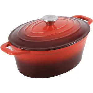 CS Kochsysteme XANTEN Cast Iron Roaster 36 x 28 cm Red 8.0 L Enamel Coating Ovenproof