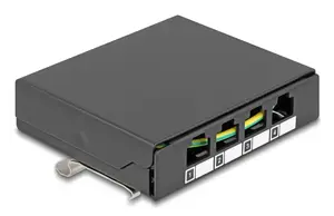 DELOCK Blank Panel 4-port for Keystone RJ-modules, black, metal – table/wall/DIN-rail mounting