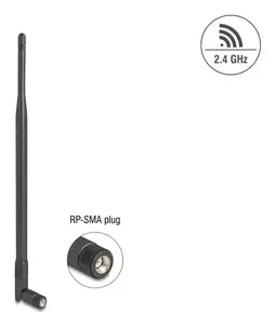 Всенаправленная Wi‑Fi антенна DELOCK 2,4 ГГц RP‑SMA штекер 7 дБи с шарниром, чёрная, 290 мм