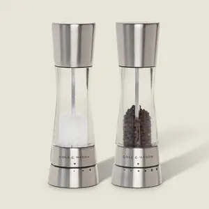 Piparu un sāls dzirnaviņu komplekts Cole & Mason H59408G — akrils un nerūsējošā tērauds, augstums 19 cm, bļodas diametrs 6 cm