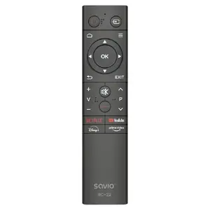 SAVIO TV remote control RC-22 — IR wireless universal, 20 buttons, 10 m range, USB‑C, black
