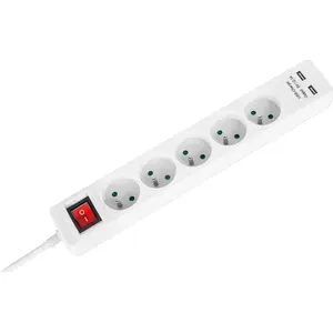 Paplašinātājs Rebel Electro URZ3203-1.5 — 5 kontaktligzdas, kabelis 1,5 m, balts