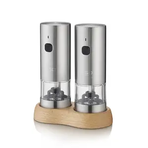 Electric salt and pepper grinder Caso SpiceDuo Stainless Steel Lithium — rechargeable automatic mill for salt and pepper