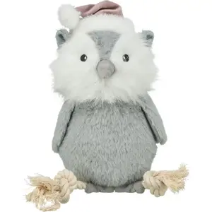 Plush toy Trixie Xmas owl with rope, 31 cm plushed figure for pets
