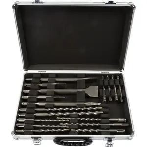 Drill bit set GEKO G40036 — 17 pcs SDS‑Plus, various sizes, aluminum case
