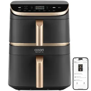 Gaisa fritiere Cosori Turbo Tower Pro Smart 10,8 L 2630 W melna/zelta, skārienvadība, keramiska nepiedegoša virsma
