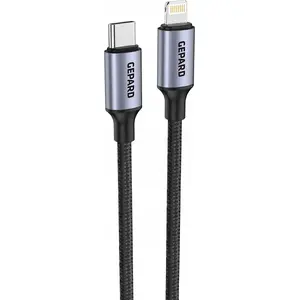 USB kabelis Gepard USB-C uz Lightning 1,2 m melns