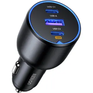 Auto ātrā lādētāja UGREEN 35025 130W 12–24V USB-A 2×USB-C QC3.0 PD3.0