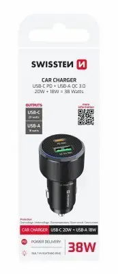 Car charger SWISSTEN 20111902 USB-C PD 38W Photo 3