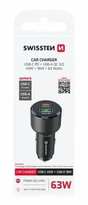 Авто зарядка SWISSTEN 20111903 USB-C PD 63W Photo 3