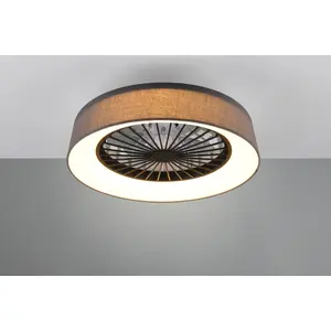 Ceiling fan with integrated LED light TRIO Farsund, 47 cm, 30 W, grey