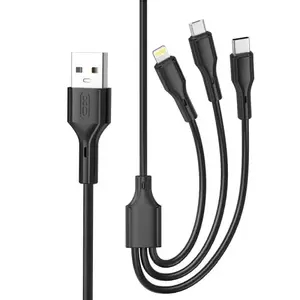 USB charging and data cable XO NB230 3‑in‑1 (Micro USB, Lightning, USB‑C) 1 m