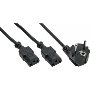 InLine Y-power cable 1x CEE 7/7 angled 2x 3pin IEC C13 male 1.8m