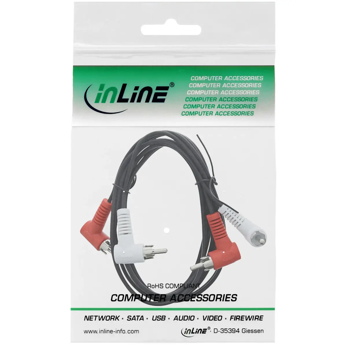 InLine Аудиокабель 2x RCA M/M угловой 1.2м Photo 2