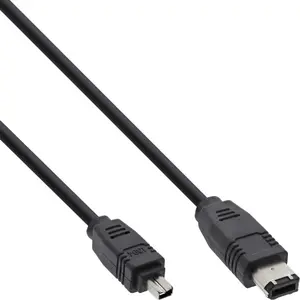 InLine FireWire 400 1394 Кабель 6 на 4 Пин мужской 1.8м Черный 400 Мбит/с