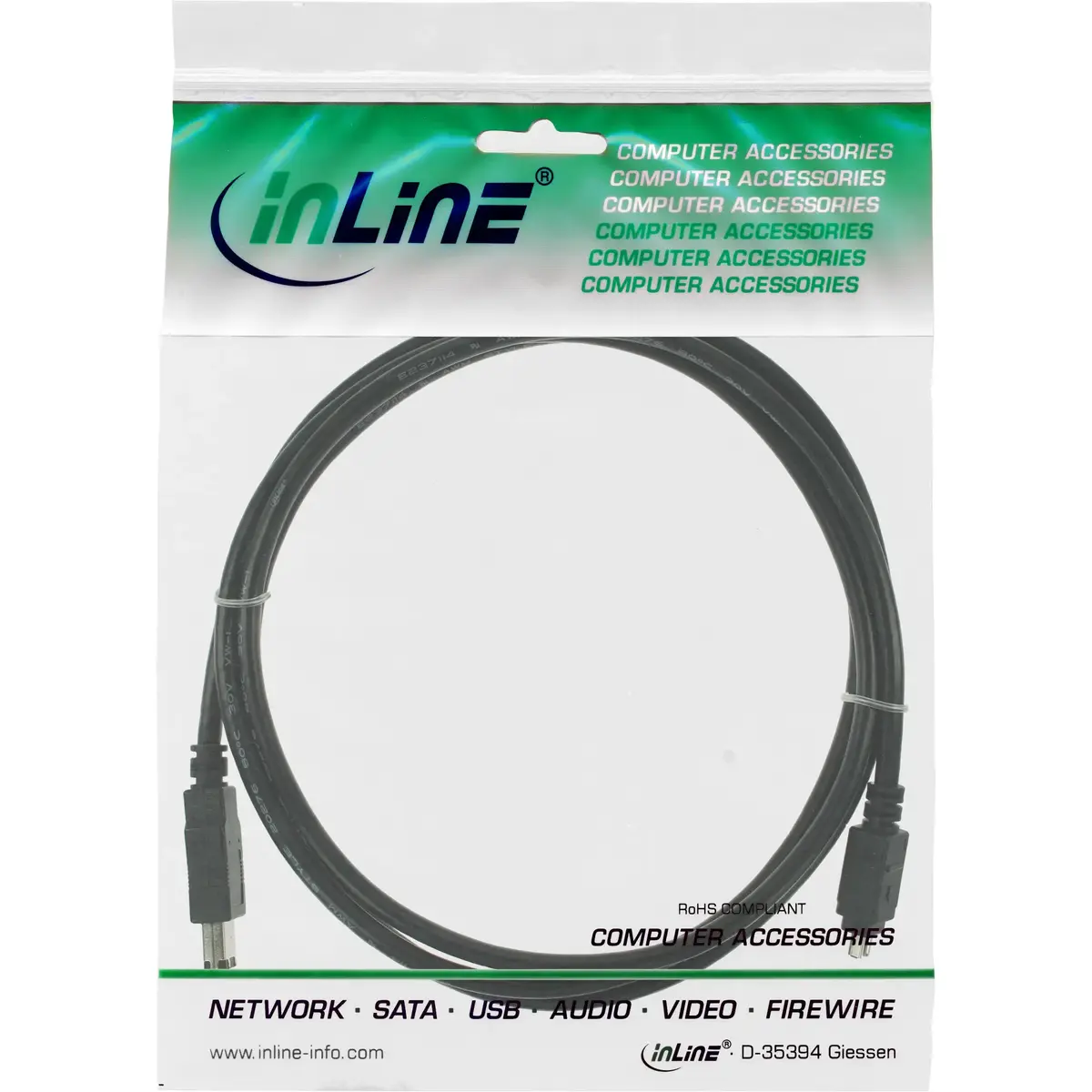 InLine FireWire 400 1394 Kabelis 6 uz 4 Pin vīriešu 1.8m Photo 2