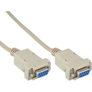 InLine null modem cable DB9 female / female grey 2m