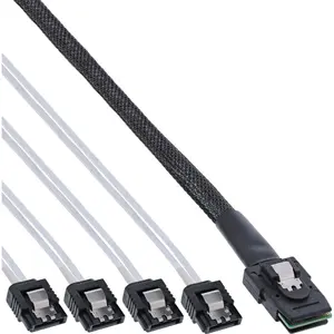 InLine SAS Cable Mini SAS SFF8087 to 4x SATA direct OCR 0.5m Red Male/Male