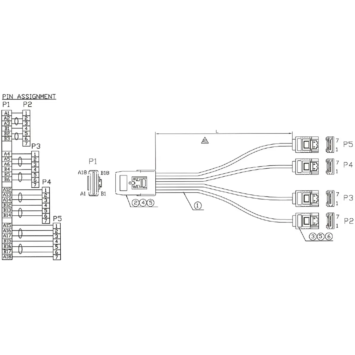 InLine SAS Kabeļi Mini SAS SFF8087 uz 4x SATA 0.5m Photo 2