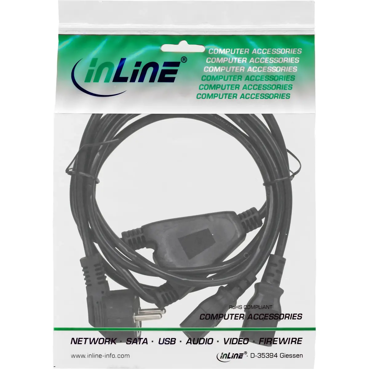 InLine Y-кабель питания 1x CEE 7/7 угловой 2x 3pin IEC C13 мужской Photo 2