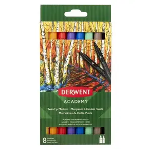 Маркер Derwent Academy Twin Tip Brush 8 шт Многоцветный